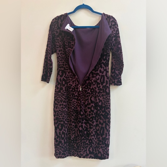 Cache Long Sleeve Dress in Purple and Black Animal Print - Picture 4 of 13